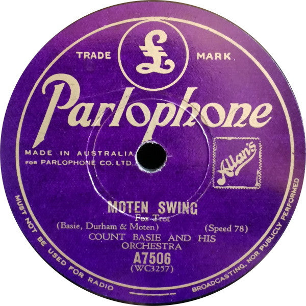 Count Basie And His Orchestra* : Moten Swing / Stampede In G Minor (Shellac, 10")