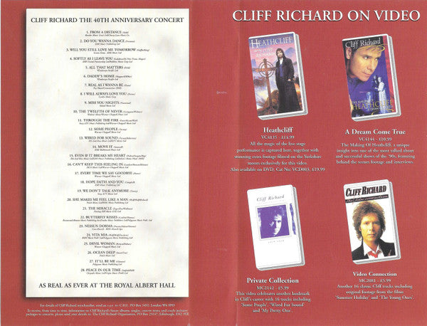 Cliff Richard : The 40th Anniversary Concert (VHS, PAL)