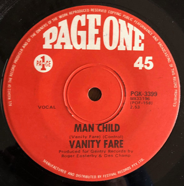 Vanity Fare : Hitchin' A Ride (7", Single)