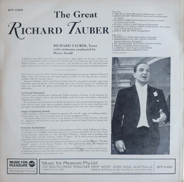Richard Tauber : The Great Richard Tauber (LP, Comp)