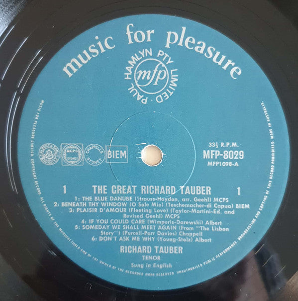 Richard Tauber : The Great Richard Tauber (LP, Comp)