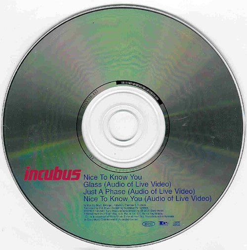 Incubus (2) : Nice To Know You (CD, Maxi)