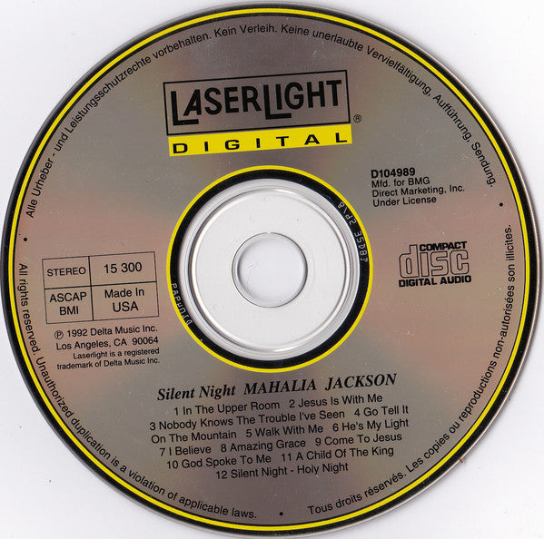 Mahalia Jackson : Silent Night - Gospel Christmas (CD, Comp, Mono, Club, RE)