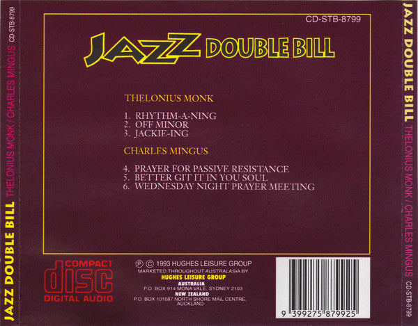 Thelonious Monk / Charles Mingus : Jazz Double Bill (CD, Comp)