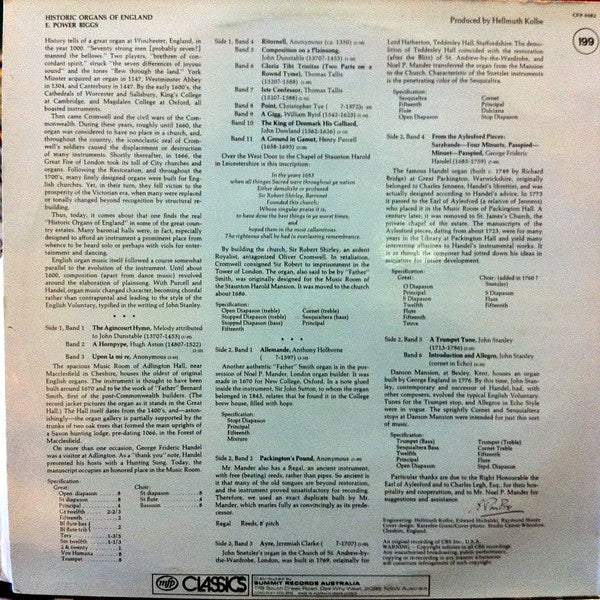 E. Power Biggs : Historic Organs Of England (LP)