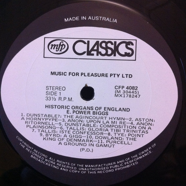 E. Power Biggs : Historic Organs Of England (LP)