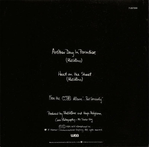 Phil Collins : Another Day In Paradise (7", Single, Pic)