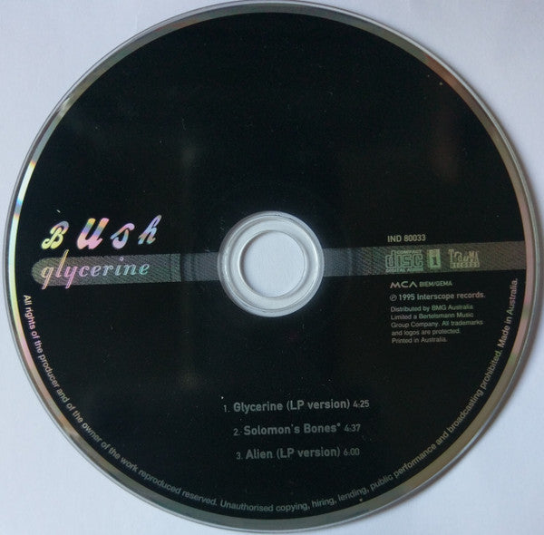 Bush : Glycerine (CD, Single)