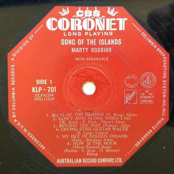 Marty Robbins : Song Of The Islands (LP)