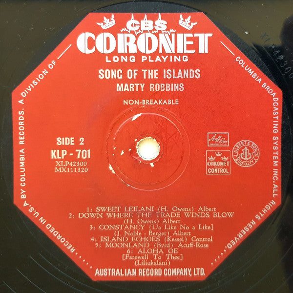 Marty Robbins : Song Of The Islands (LP)