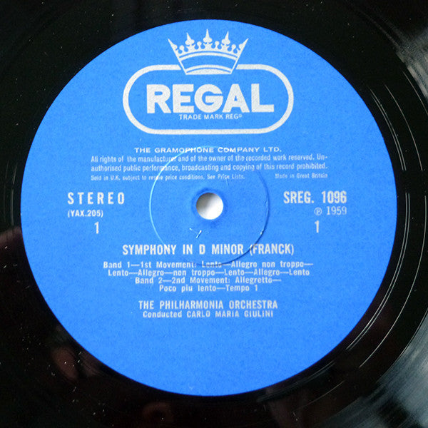 César Franck - Carlo Maria Giulini, Philharmonia Orchestra : Symphony In D Minor / Psyché Et Éros (LP, RE)