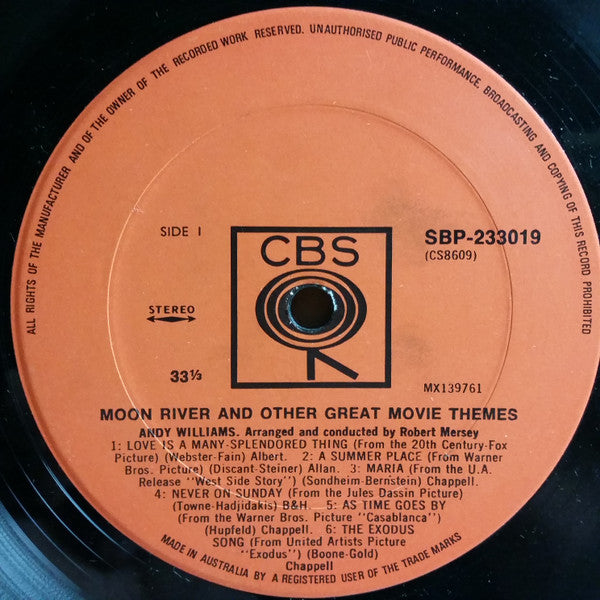 Andy Williams : Moon River And Other Great Movie Themes (LP, Album)