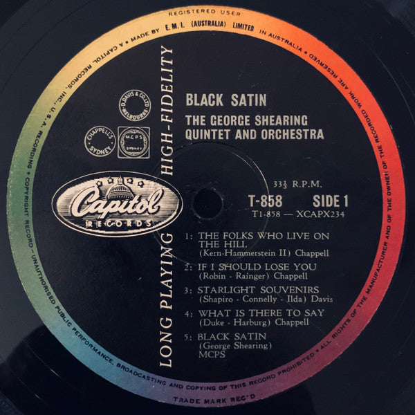 The George Shearing Quintet And Orchestra* : Black Satin (LP, Album, Mono)