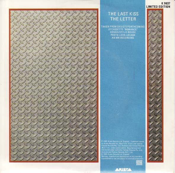 David Cassidy : The Last Kiss (7", Single, Ltd)