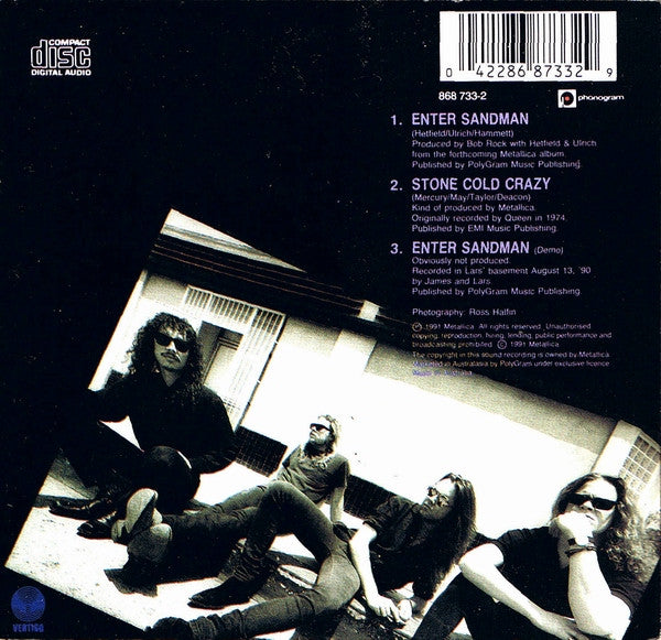 Metallica : Enter Sandman (CD, Single, Car)