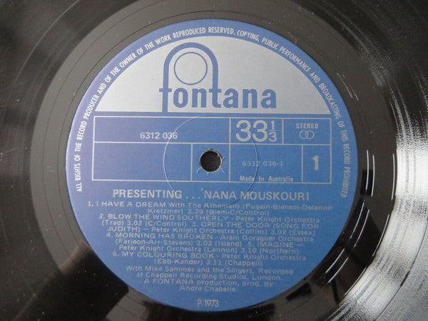 Nana Mouskouri : Presenting... Nana Mouskouri ...Songs From Her TV Series (LP, Album)