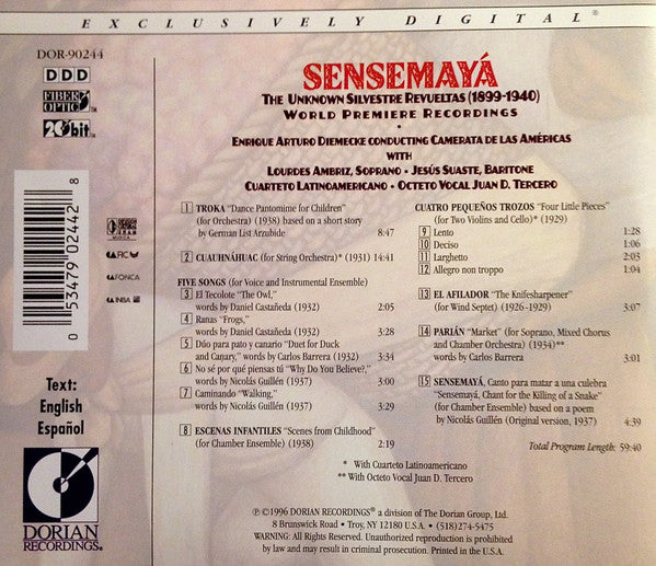 Silvestre Revueltas – Enrique Arturo Diemecke Conducting Camerata De Las Américas : Sensemayá: The Unknown Revueltas (CD)