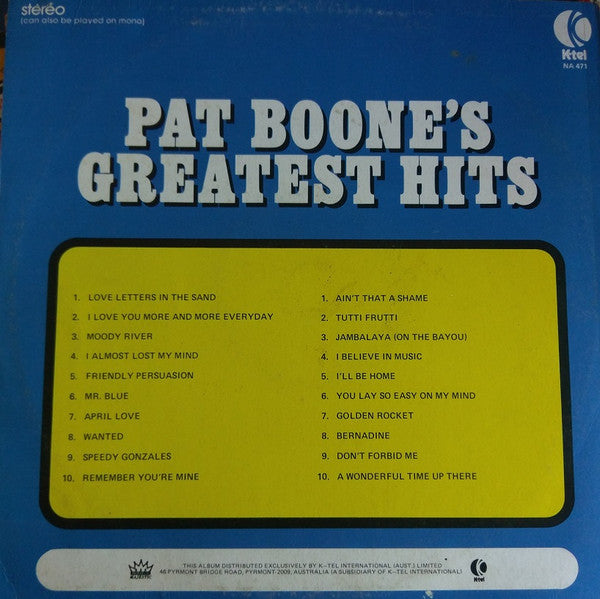 Pat Boone : Pat Boone's Greatest Hits (LP, Comp, Ltd)