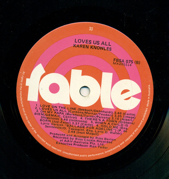 Karen Knowles : Loves Us All (LP)