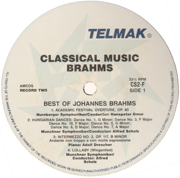 Johannes Brahms : The Best Of Brahms (LP, Comp)