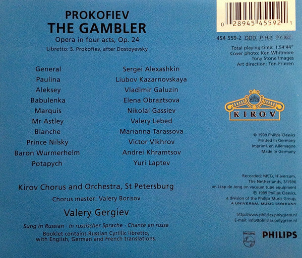 Prokofiev*, Kirov Opera* And Orchestra*, Valery Gergiev : The Gambler (2xCD + Box)
