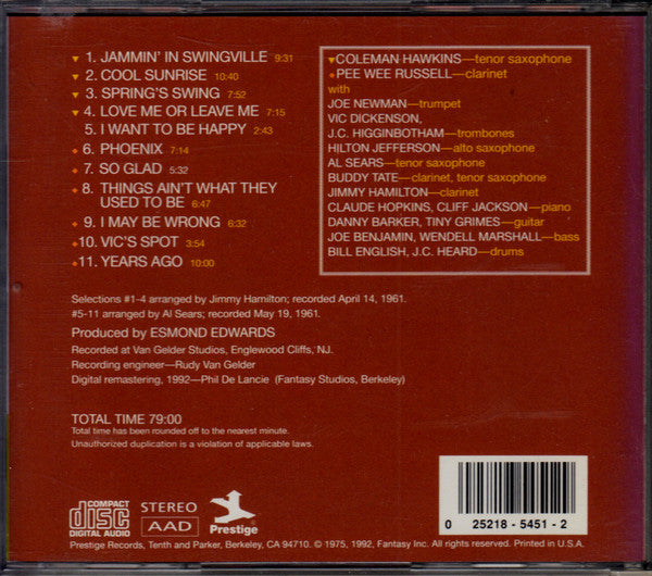 Coleman Hawkins & Pee Wee Russell : Jam Session In Swingville (CD, Album, RE, RM)