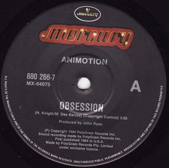 Animotion : Obsession (7", Single)