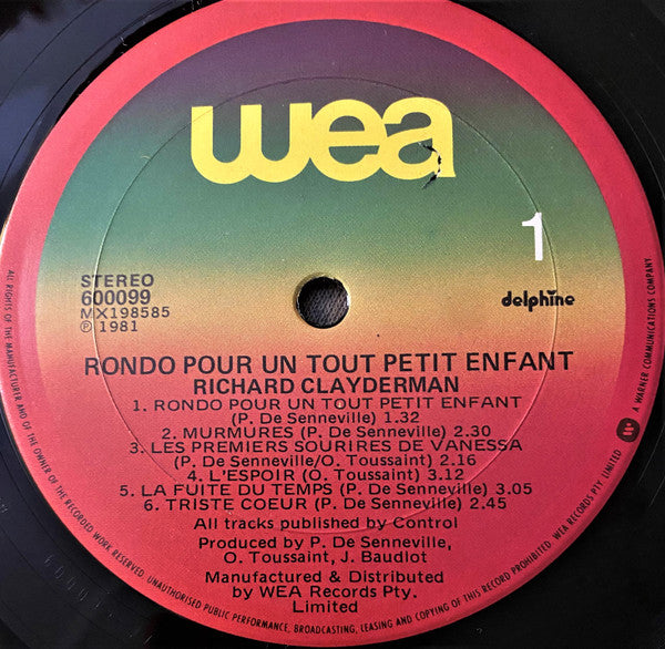 Richard Clayderman : Rondo Pour Un Tout Petit Enfant (LP)