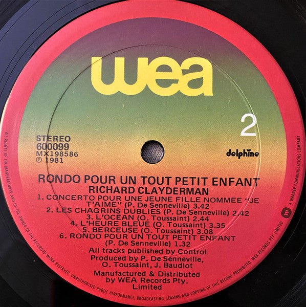 Richard Clayderman : Rondo Pour Un Tout Petit Enfant (LP)