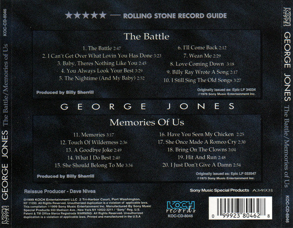George Jones (2) : Memories Of Us / The Battle (CD, Comp, RE)