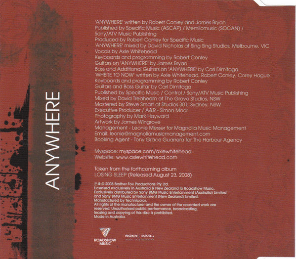 Axle Whitehead : Anywhere (CD, Single)