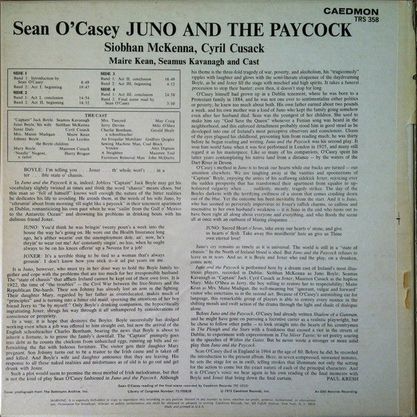 Sean O'Casey, Siobhan McKenna, Cyril Cusack, Maire Kean, Seamus Kavanagh : Juno And The Paycock (2xLP + Box)