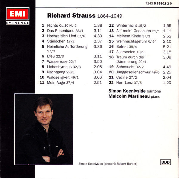 Richard Strauss - Simon Keenlyside, Malcolm Martineau : Lieder Recital (CD, Album)