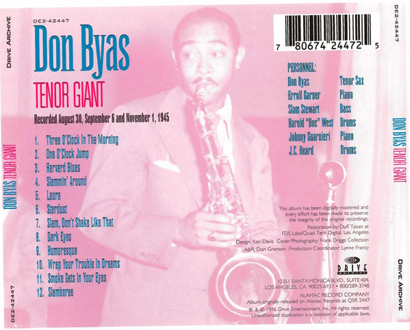 Don Byas : Tenor Giant (CD, Album, Comp, RM)