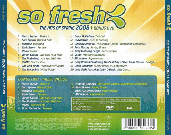 Various : So Fresh: The Hits Of Spring 2008 + Bonus DVD (CD, Comp + DVD-V, Comp, PAL)