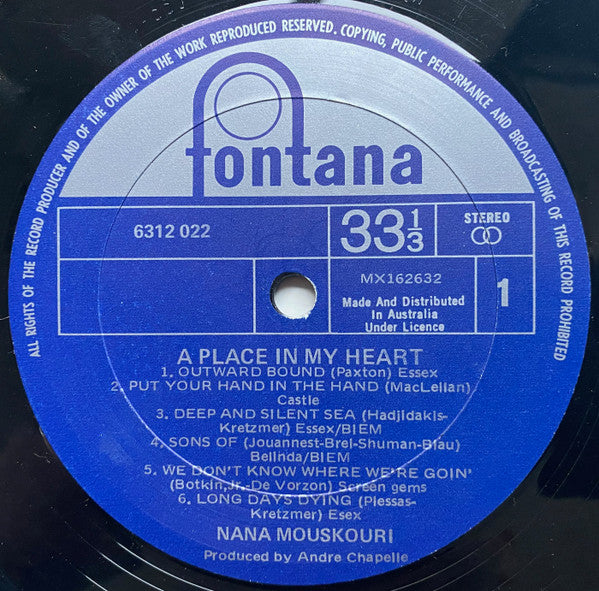 Nana Mouskouri : A Place In My Heart (LP)