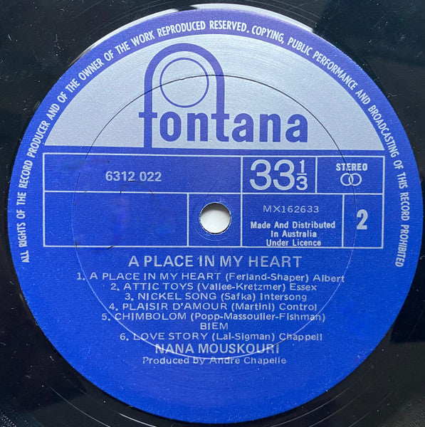 Nana Mouskouri : A Place In My Heart (LP)