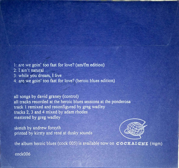 The Dave Graney Show : Are We Going Too Fast For Love? (CD, Single, Scr)