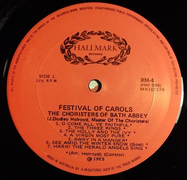 The Choristers Of Bath Abbey : Festival Of Carols (LP)