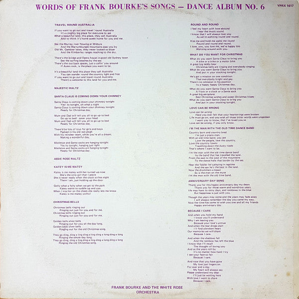 Frank Bourke And The White Rose Orchestra : Frank Bourke's Songs Dance Album No. 6 (LP, Album)