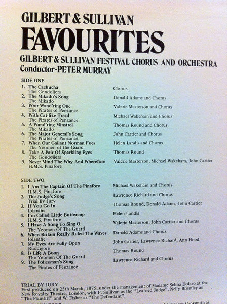 Gilbert And Sullivan*, Gilbert And Sullivan Festival Chorus And Orchestra : Gilbert And Sullivan Favourites (LP, Comp)