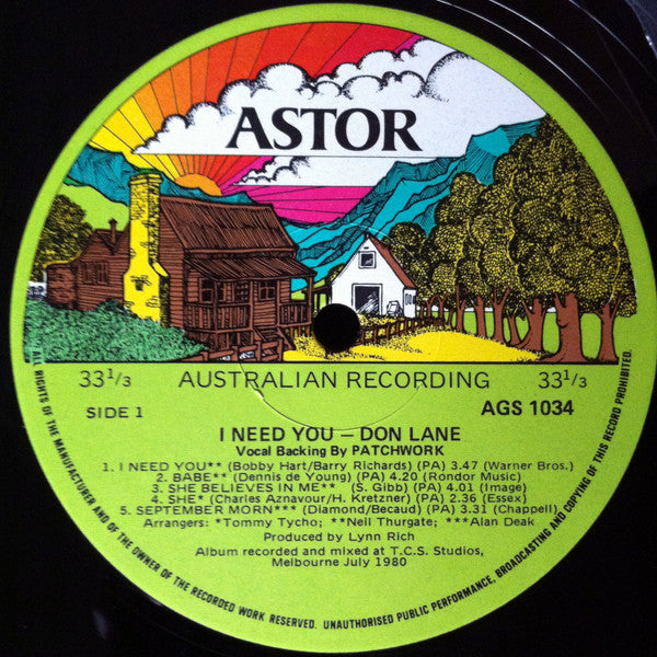 Don Lane : I Need You (LP, Album)