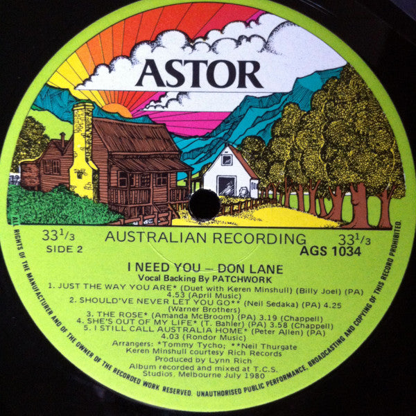 Don Lane : I Need You (LP, Album)