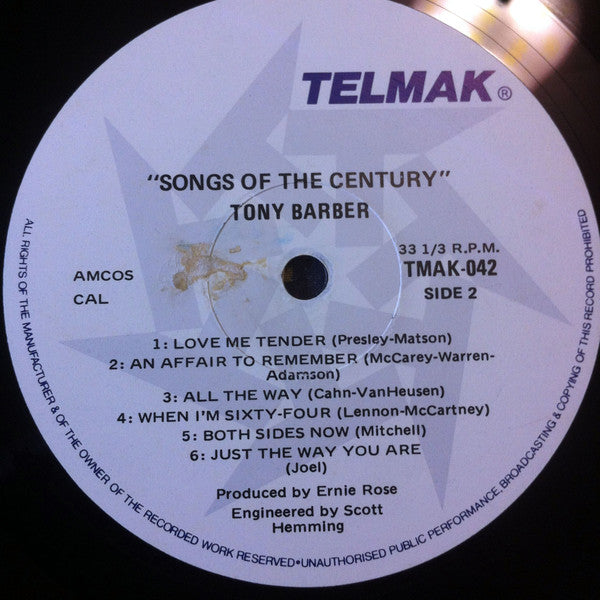 Tony Barber (6) : Songs Of The Century (LP)