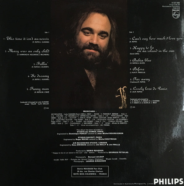 Demis Roussos : Happy To Be... (LP, Album, Gat)