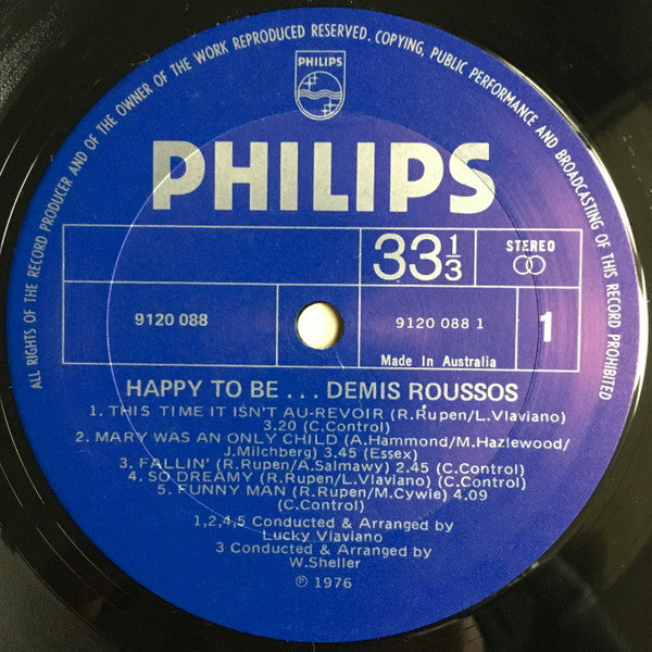 Demis Roussos : Happy To Be... (LP, Album, Gat)