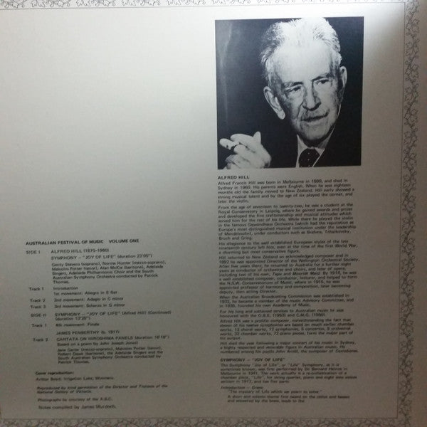 Alfred Hill (2) / James Penberthy, Adelaide Singers, Adelaide Philharmonic Choir, South Australian Symphony Orchestra Conducted By Patrick Thomas (3) : Symphony "Joy Of Life" / Cantata On Hiroshima Panels (LP, Gat)
