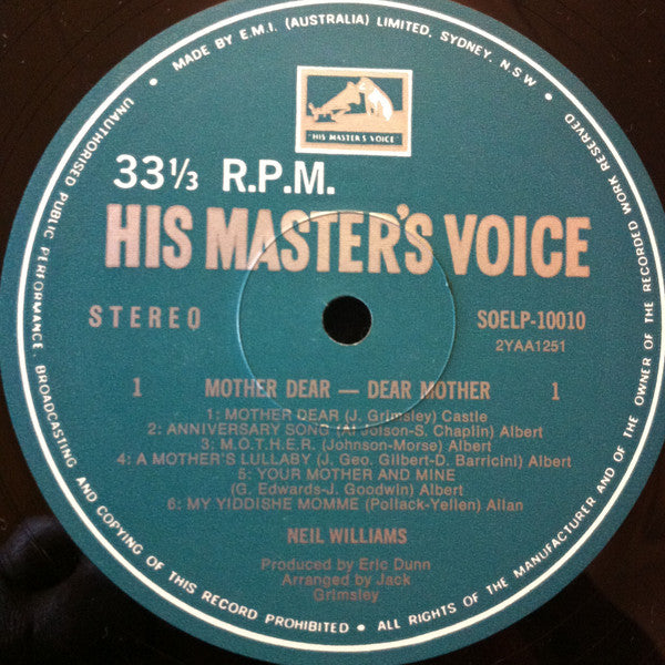 Neil Williams : Mother Dear - Dear Mother (LP)
