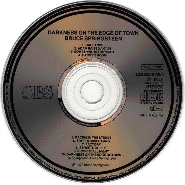 Bruce Springsteen : Darkness On The Edge Of Town (CD, Album, RE)
