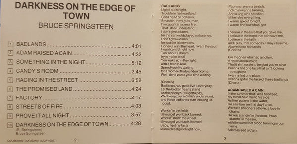 Bruce Springsteen : Darkness On The Edge Of Town (CD, Album, RE)